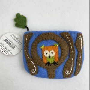 Wild Woolies Crazy Owl Felt Handmade 100% Wool Coin Purse NWT